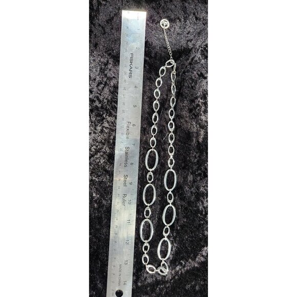 Crown Trifari Long Chain Necklace Wide Oval Link Silver-Tone 25" - Picture 3 of 4